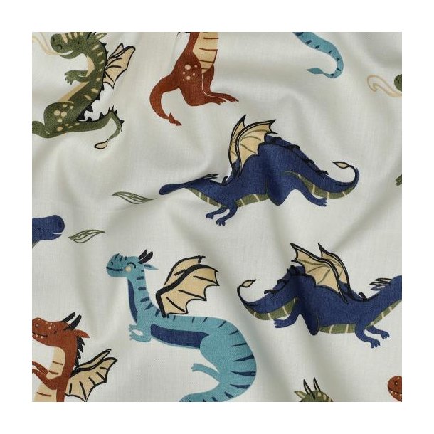 Fine poplin Dragons, Offwhite