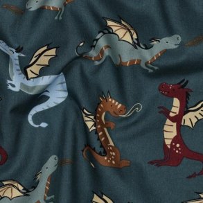 Fine poplin Dragons, Dark petrol