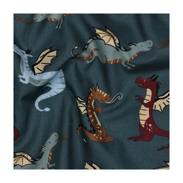 Fine poplin Dragons, Dark petrol