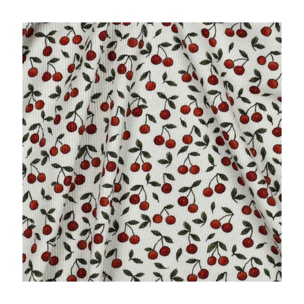 Rib jersey Digital Cherries, Offwhite