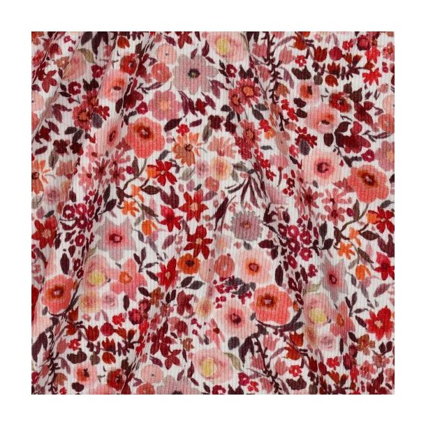 Rib jersey Digital Flowers, Peach