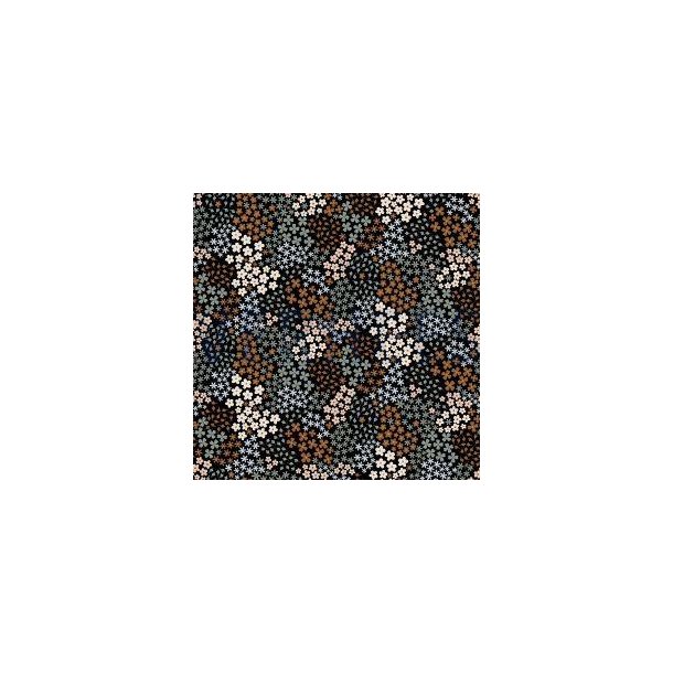 French terry, Sm� blomster Black