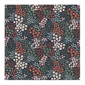 French terry, Sm� blomster Navy