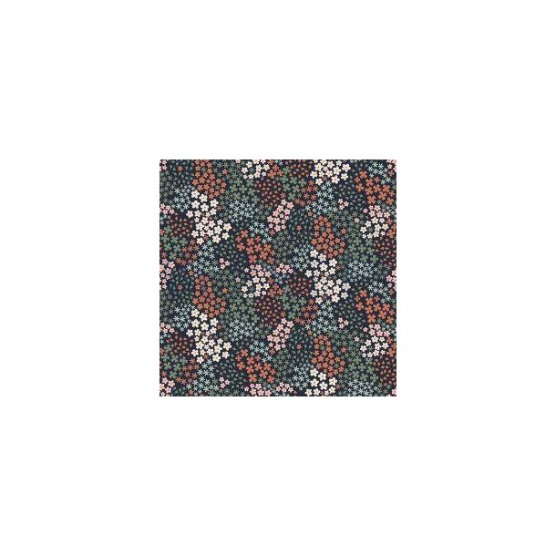 French terry, Sm� blomster Navy