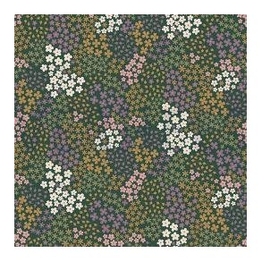 French terry, Sm� blomster Dark green