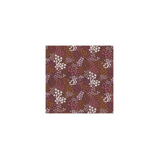 French terry, Sm� blomster Bordeaux 