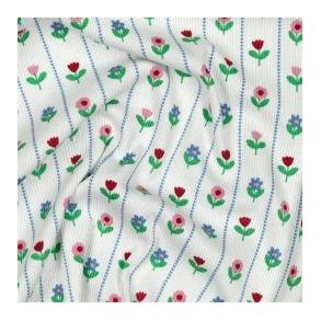 Rib jersey Flowers, White