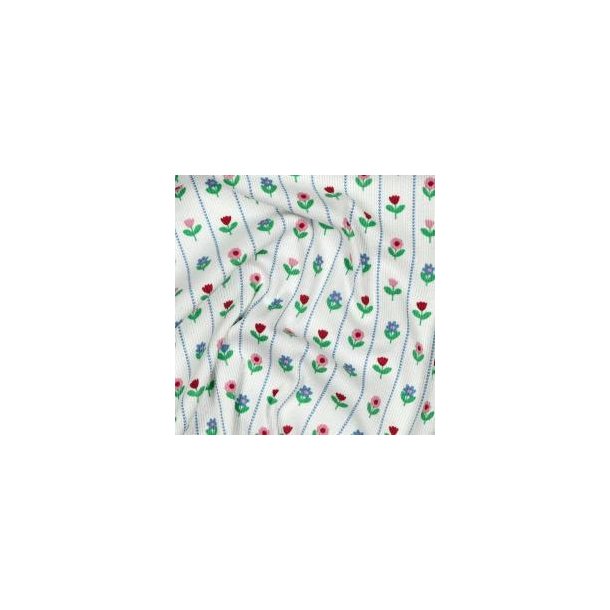 Rib jersey Flowers, White