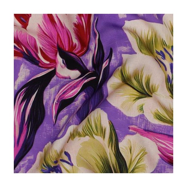 Lenzing Ecovero digital Flowers, Purple