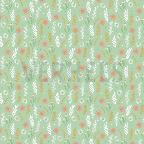 Poplin Flowers, Light green