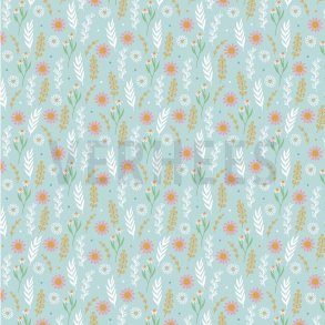 Poplin Flowers, Light blue