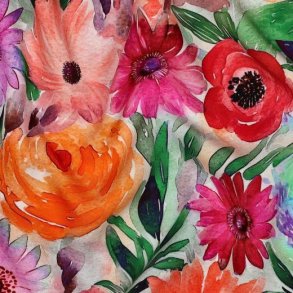 Viscose Radiance Digital Flowers, Multicolour