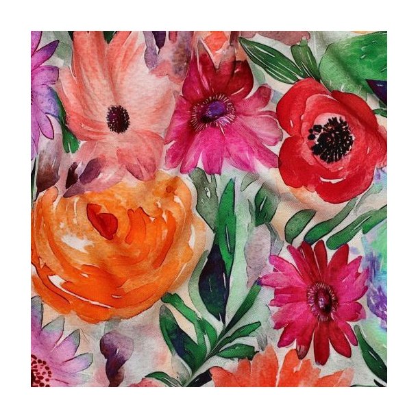 Viscose Radiance Digital Flowers, Multicolour