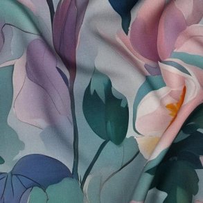 Viscose Radiance Digital Flowers, Blue