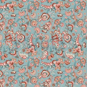 Poplin Paisley Flowers Light blue