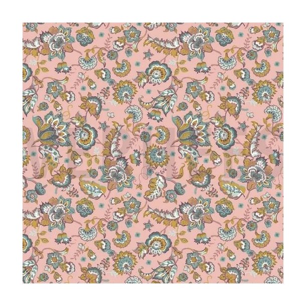 Poplin Paisley Flowers, Light rose