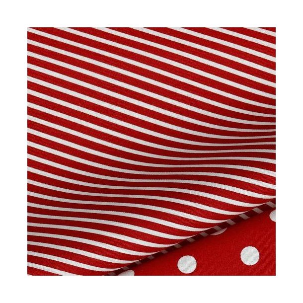 Poplin Bomuld Stripe Red 