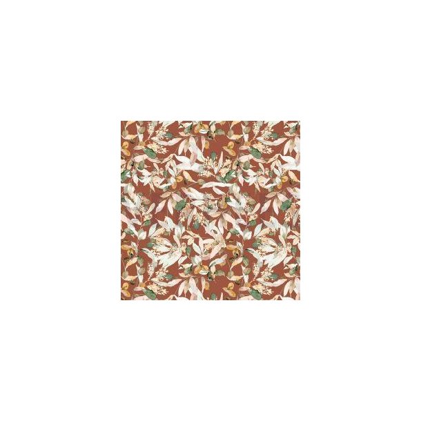 �kotex bomulds jersey Digital leaves Brique