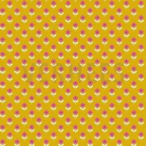 Poplin Raspberry flowers Yellow