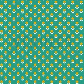 Poplin Raspberry flowers, Teal