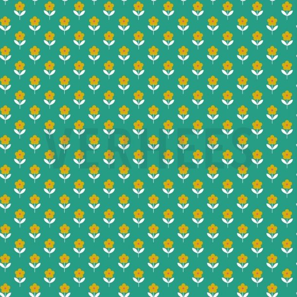 Poplin Raspberry flowers, Teal