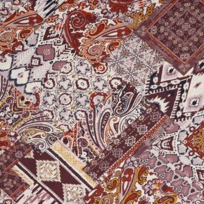 Viscose digital Ethnic patchwork, Aubergine