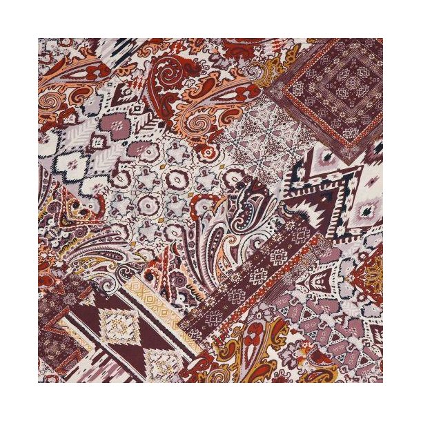 Viscose digital Ethnic patchwork, Aubergine