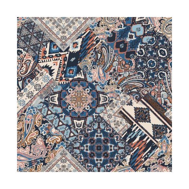 Viscose digtial Ethnic Patchwork, Ecru