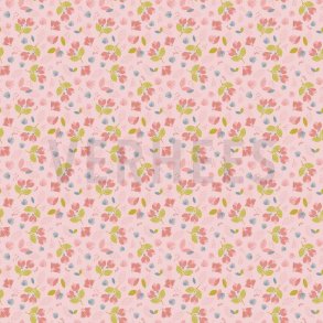 Poplin Pretty flowers, Light rose