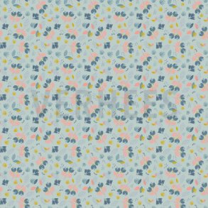 Poplin Pretty flowers, Light blue