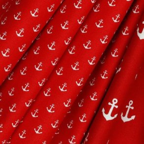 Poplin Petit Anchor, Red