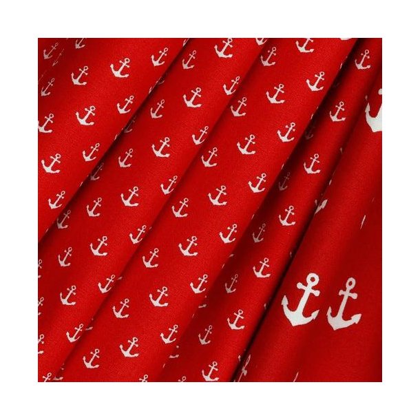 Poplin Petit Anchor, Red