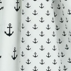 Poplin Petit Anchor, White/Black