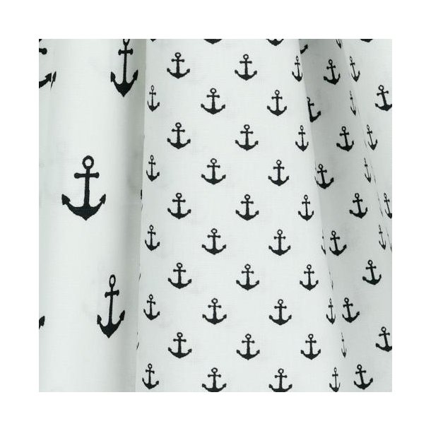 Poplin Petit Anchor, White/Black