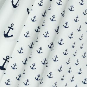 Poplin Petit Anchor, White/Navy