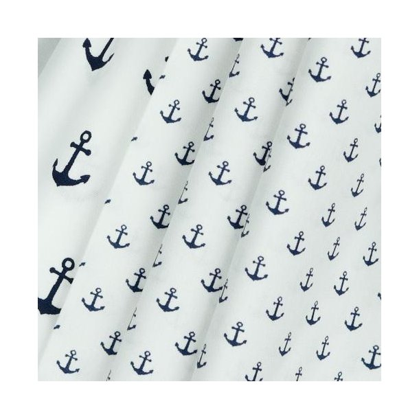 Poplin Petit Anchor, White/Navy