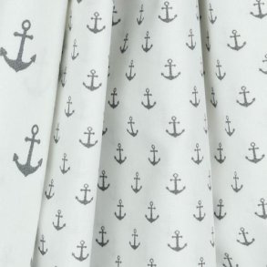 Poplin Petit Anchor, White/grey