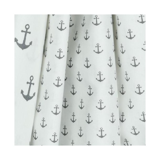 Poplin Petit Anchor, White/grey