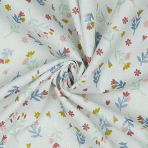 Poplin Glitter Flowers, White