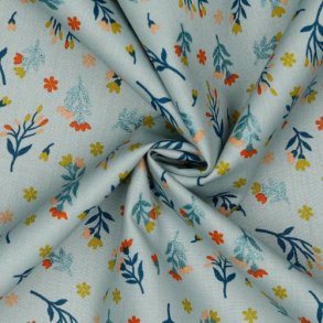 Poplin Glitter Flowers, Light grey