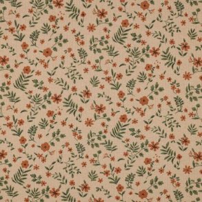 Rib jersey Flowers, Soft apricot