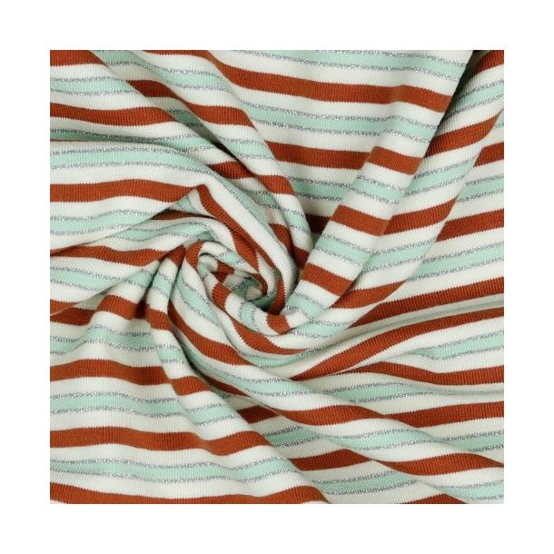 �kotex bomulds jersey Stripes Lurex, Terra/silver