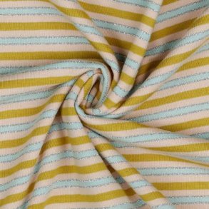 �kotex bomulds jersey Stripes Lurex, Ochre/silver