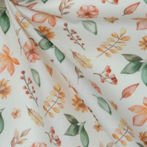Poplin digital Autumn Flowers, White