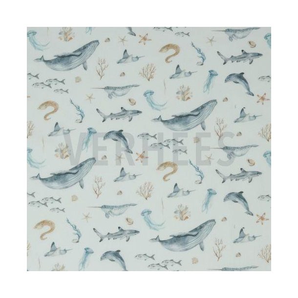 Poplin digitalt m/fisk