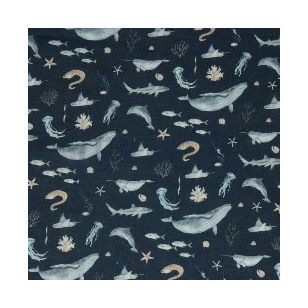 Poplin digitalt m/fisk