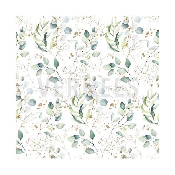 Poplin digital Eucallyptus Leaves, white