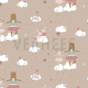 Poplin Gots Sweet Ballerina animals, Sand