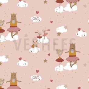 Poplin Gots Sweet Ballerina animals, Powder