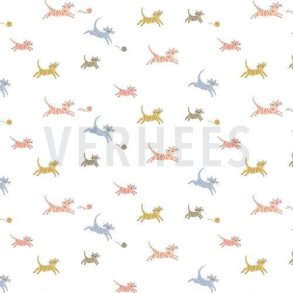 Poplin Gots sweet cat, White